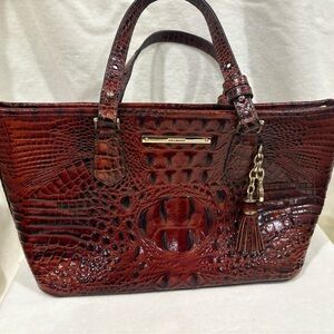 Brahmin Asher Elegant Crocodile-Embossed cocoa color Handbag